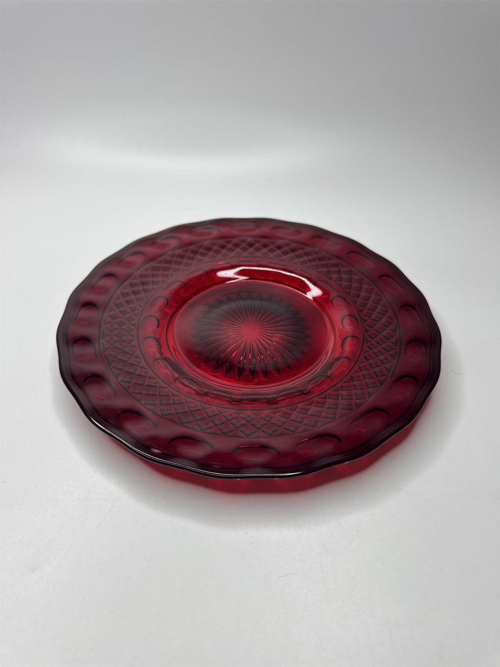 Vintage Viking Red Georgian Glass Lunch Plate 8"