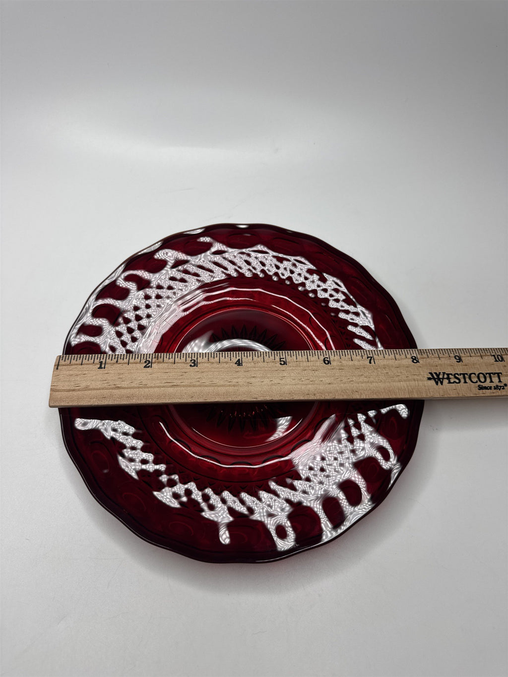 Vintage Viking Red Georgian Glass Lunch Plate 8"