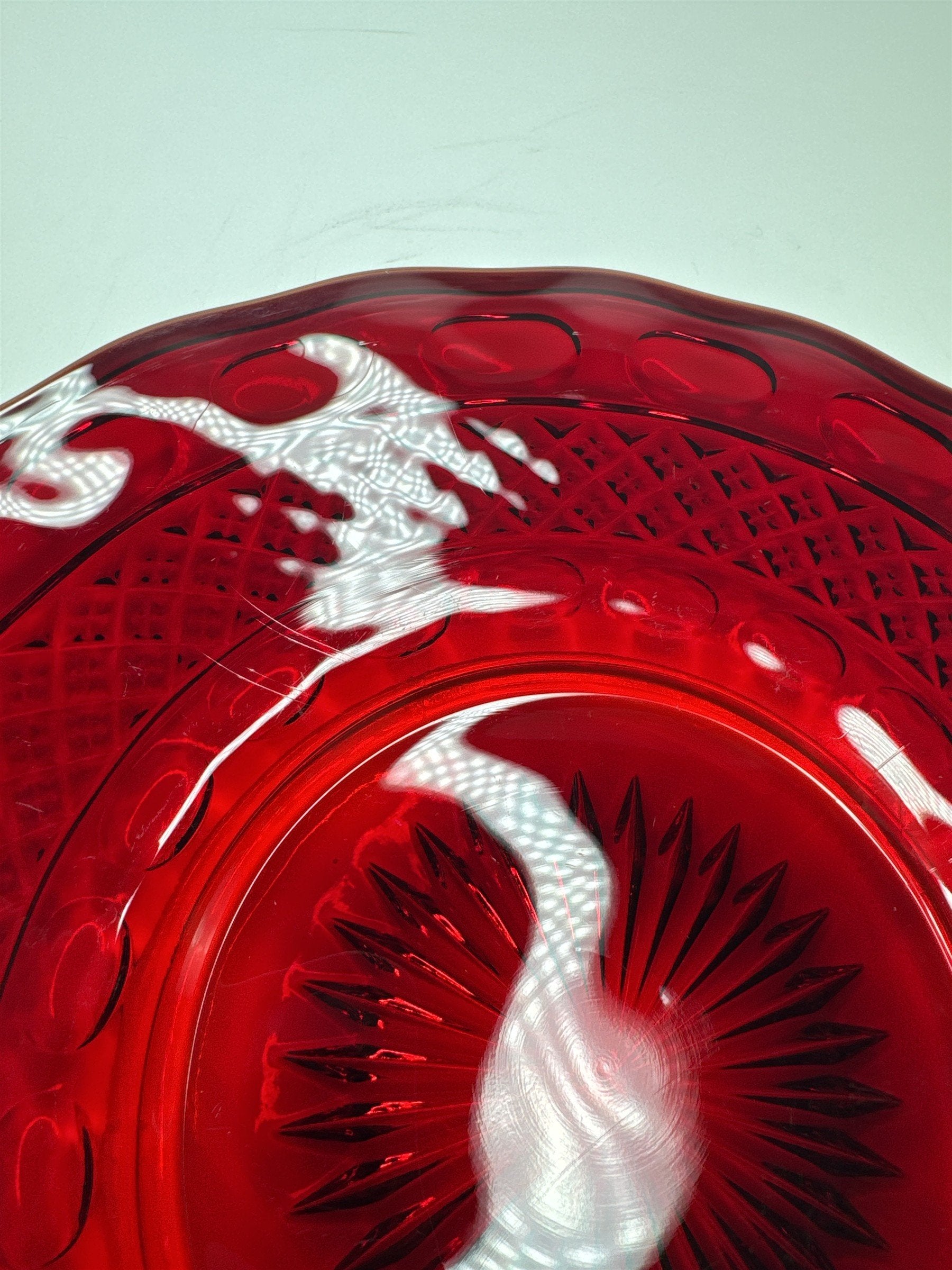 Vintage Viking Red Georgian Glass Lunch Plate 8"