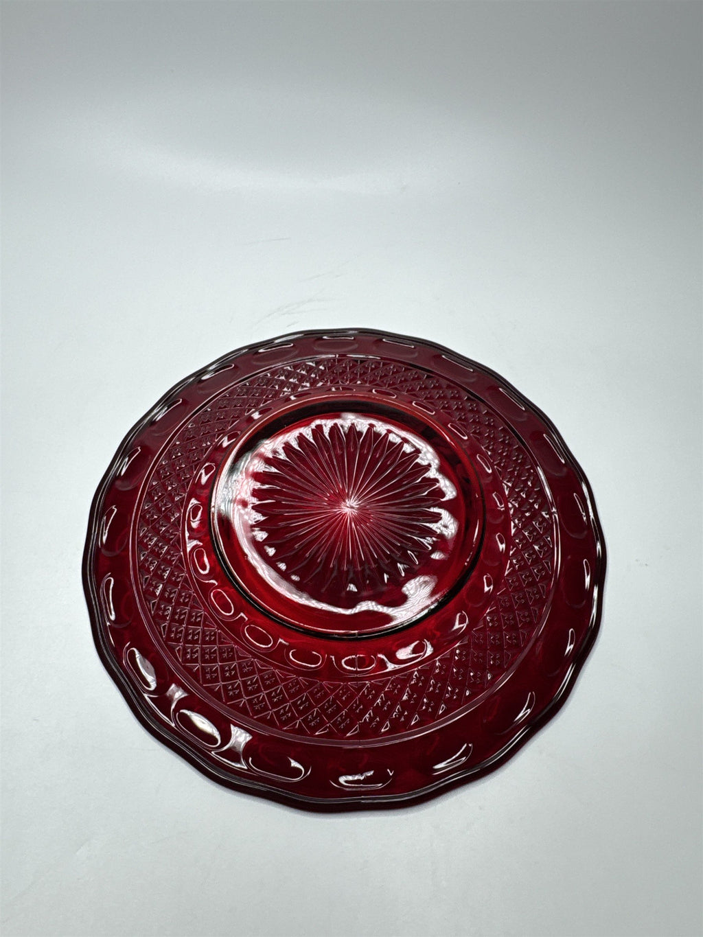 Vintage Viking Red Georgian Glass Lunch Plate 8"