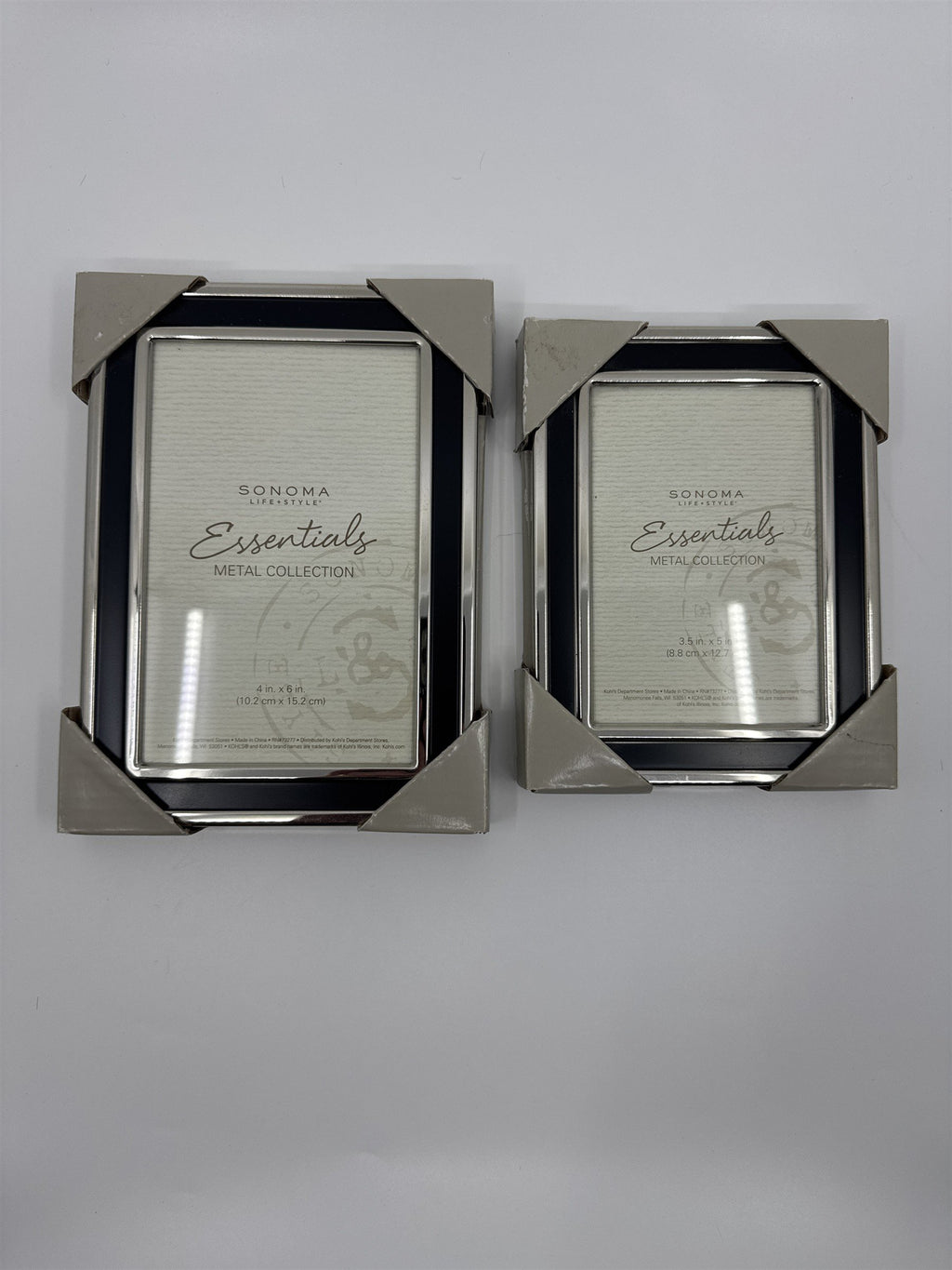 Set of Two Sonoma Metal Collection Picture Frames 3.5 in x 5 in and 4 in x 6 in
