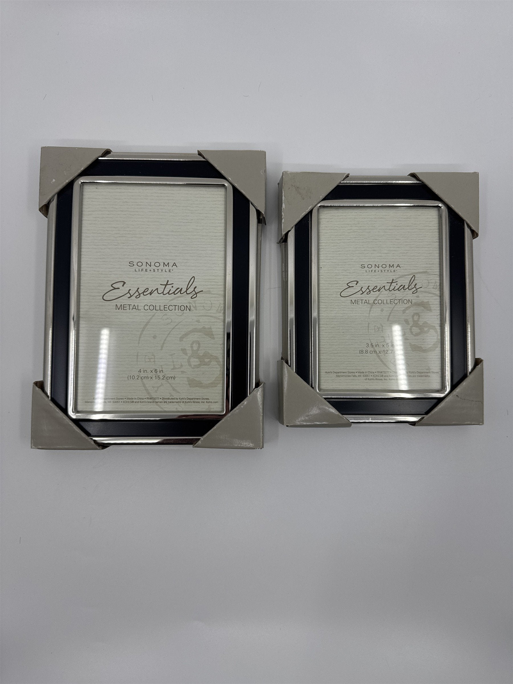 Set of Two Sonoma Metal Collection Picture Frames 3.5 in x 5 in and 4 in x 6 in