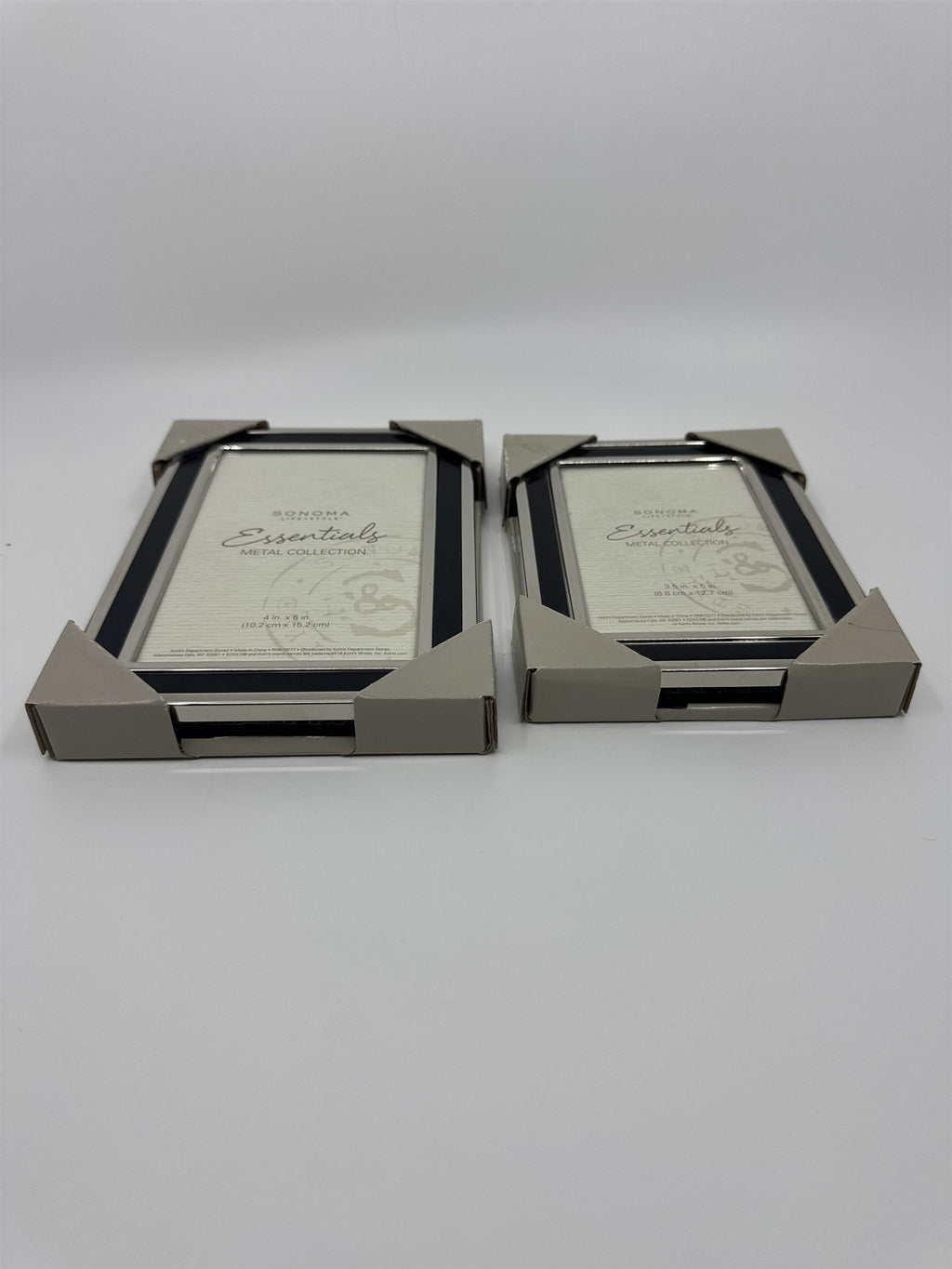 Set of Two Sonoma Metal Collection Picture Frames 3.5 in x 5 in and 4 in x 6 in
