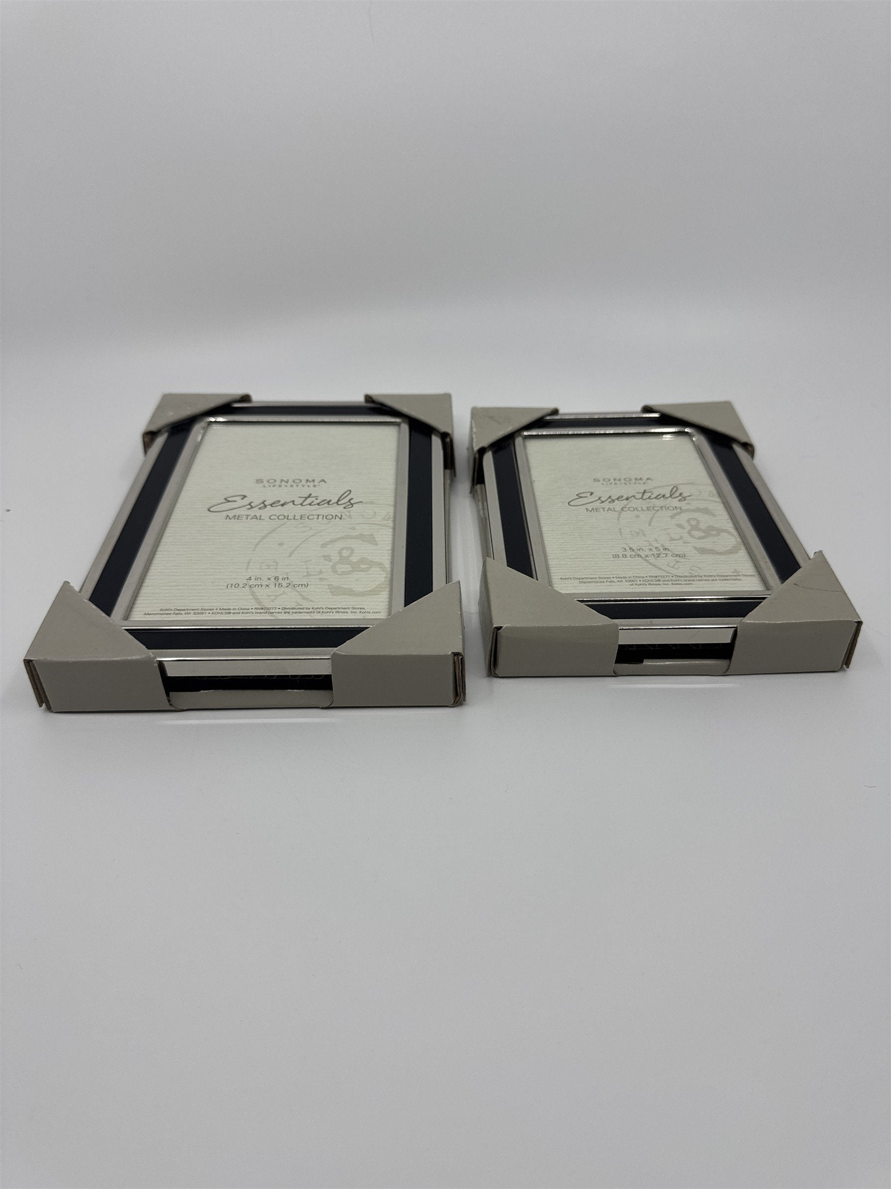 Set of Two Sonoma Metal Collection Picture Frames 3.5 in x 5 in and 4 in x 6 in