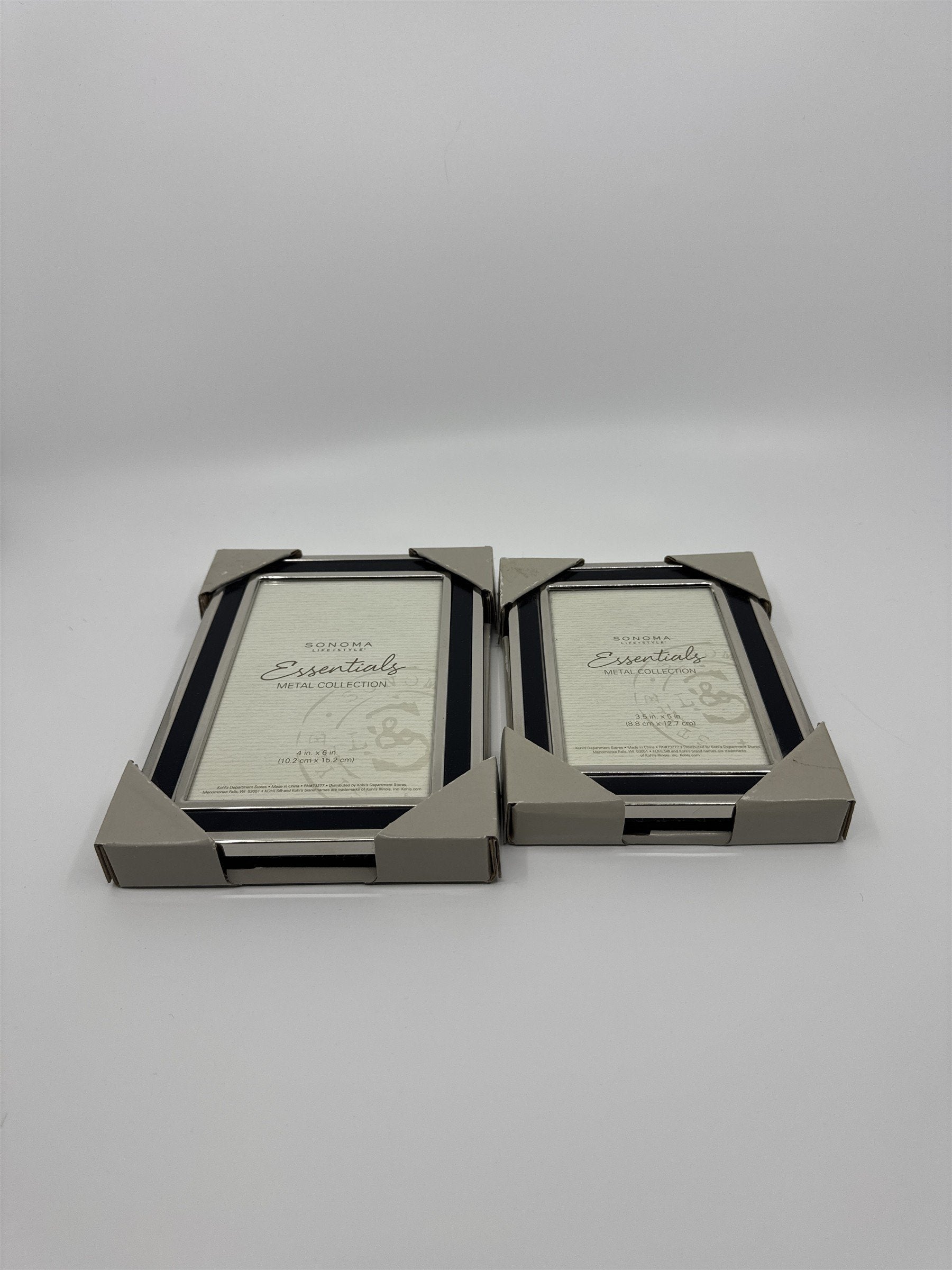 Set of Two Sonoma Metal Collection Picture Frames 3.5 in x 5 in and 4 in x 6 in