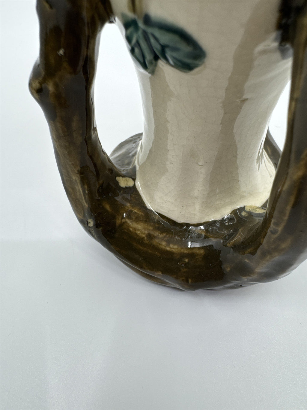 Vintage Floral Painted Ceramic Vase with Tree Branches and Leaves Made In Japan