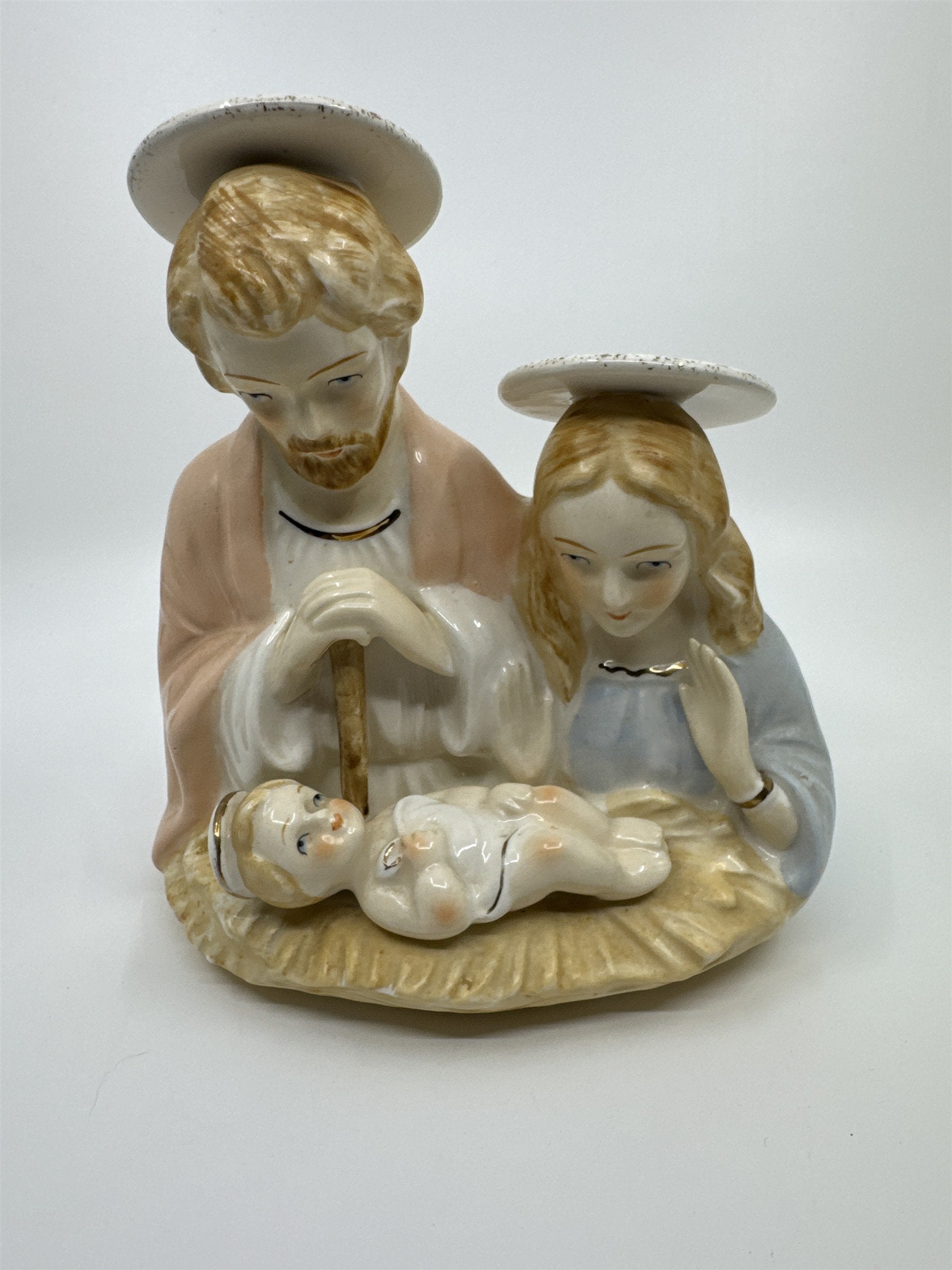 Vintage Joseph, Mary and Baby Jesus Ceramic Figurine Vase by Fremo Japan