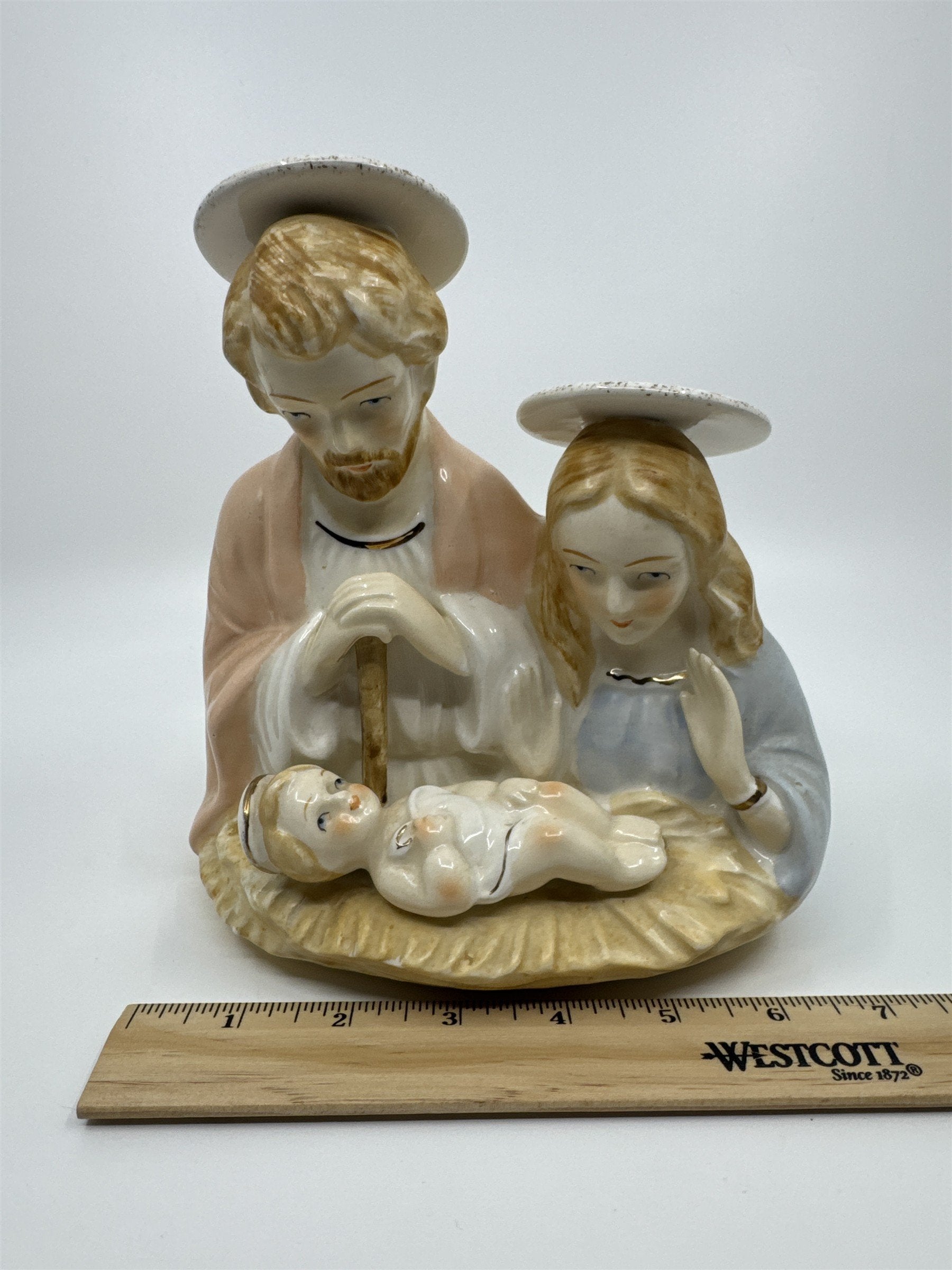 Vintage Joseph, Mary and Baby Jesus Ceramic Figurine Vase by Fremo Japan