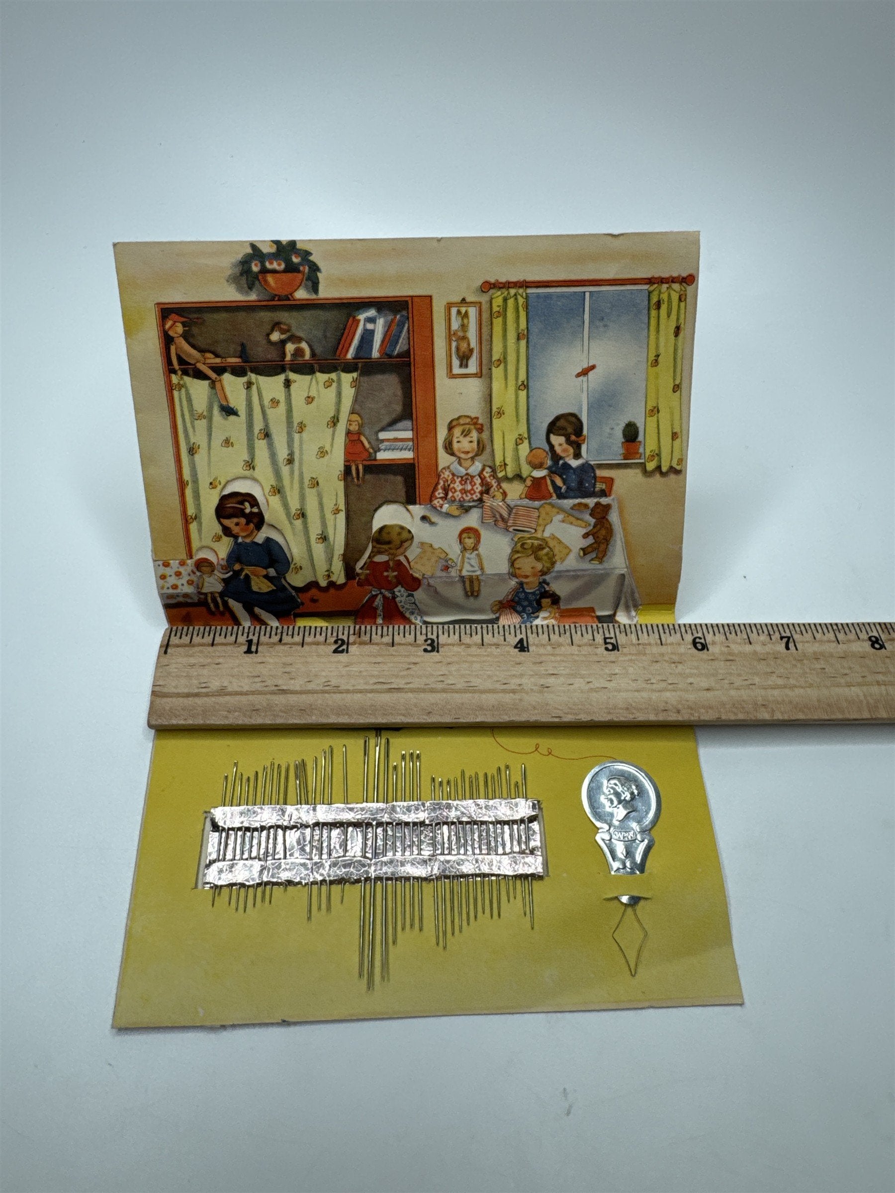 Vintage Pop Up Ticket Advertising Needles Toy Workshop Scene Japan