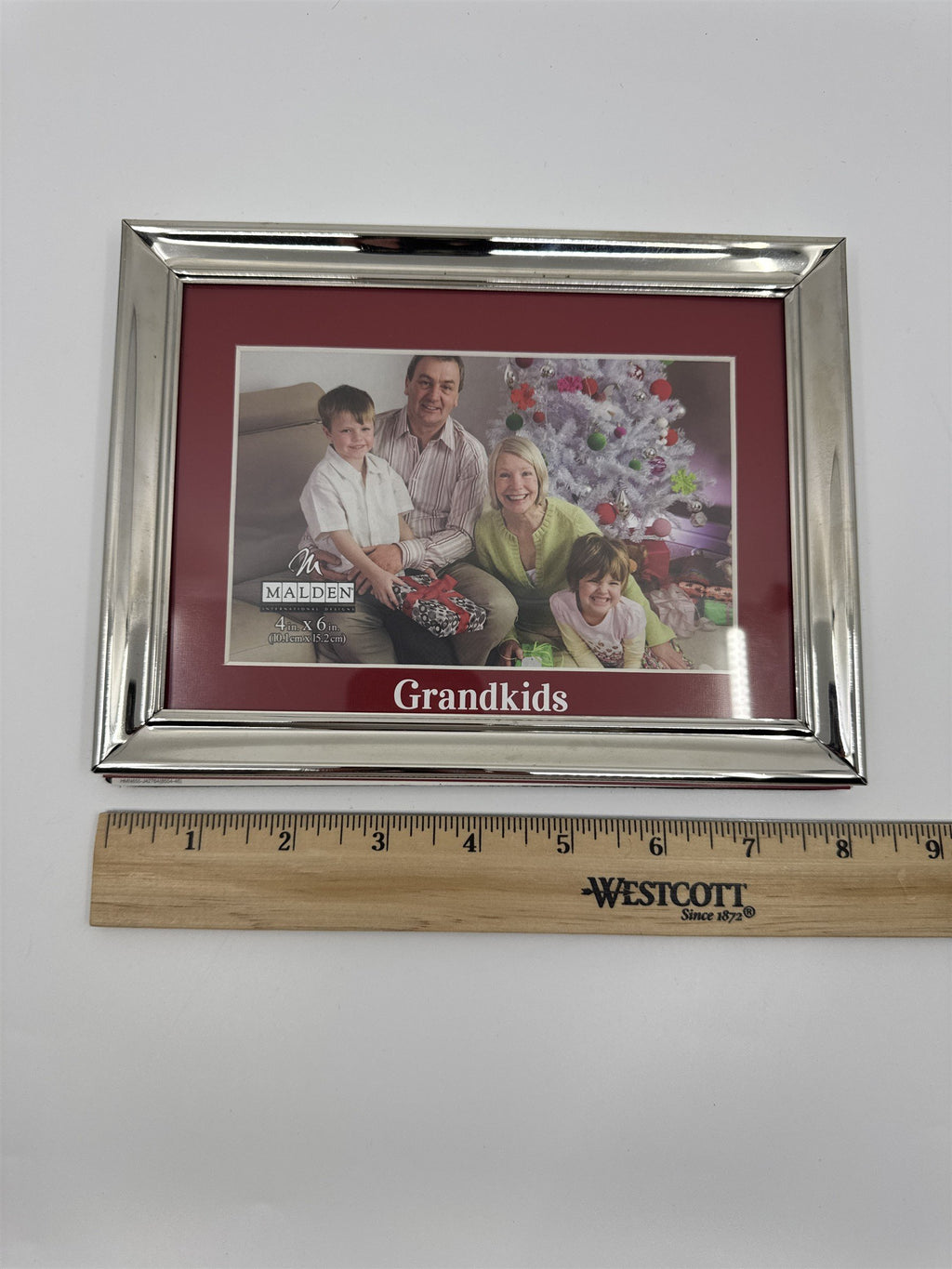 Malden Silver Framed Red Grandkids Picture Frame for 4" x 6" Photo