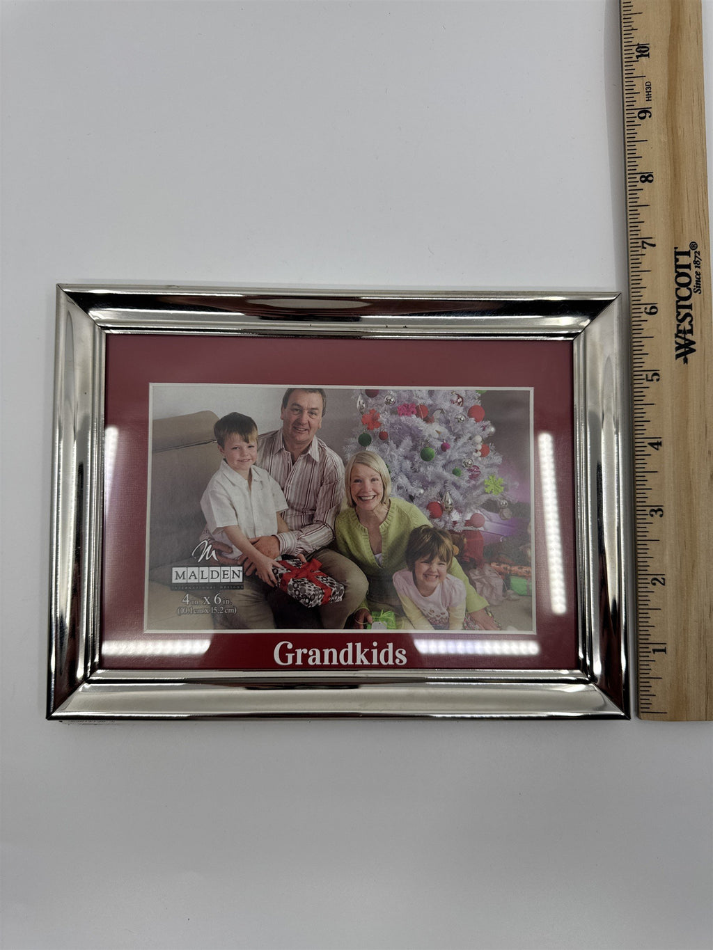 Malden Silver Framed Red Grandkids Picture Frame for 4" x 6" Photo