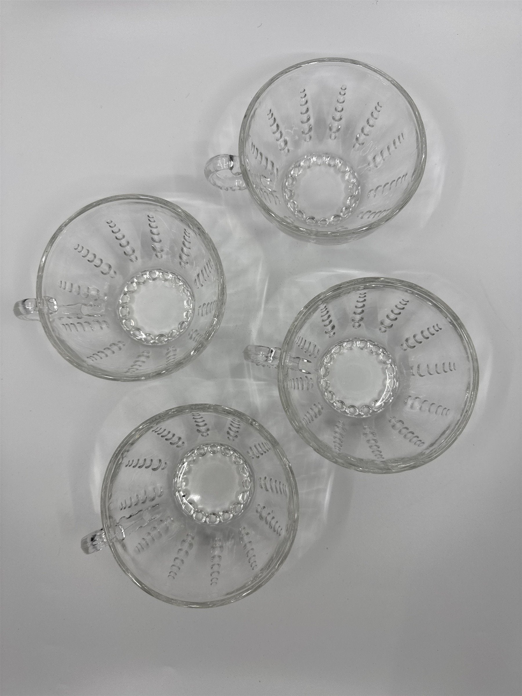 Set of 4 Vintage Depression Federal Imperial Tea/Punch Glass Bubble Cups