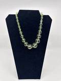 Vintage Womens Necklace Costume Jewelry Graduated Beads Translucent Green JAPAN