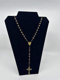 Vintage INRI Brown Wood Beaded Rosary Cross Back Message Pendant Catholic Rosary