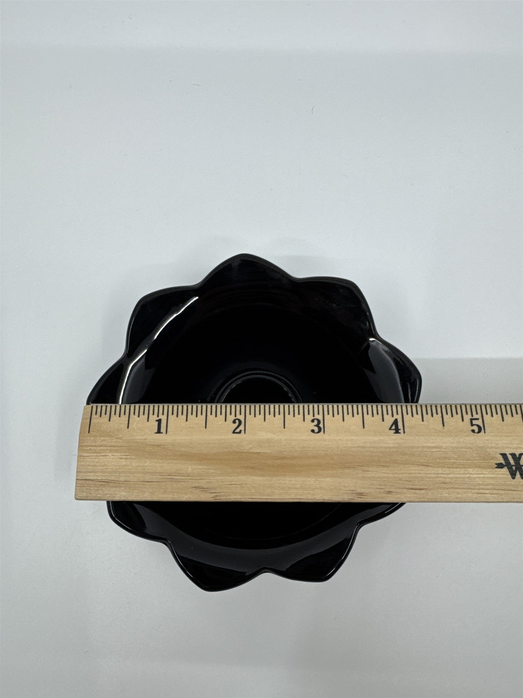 Set of Two Black Lotus Flower Footed Candlestick Holders Black Glass Gothic