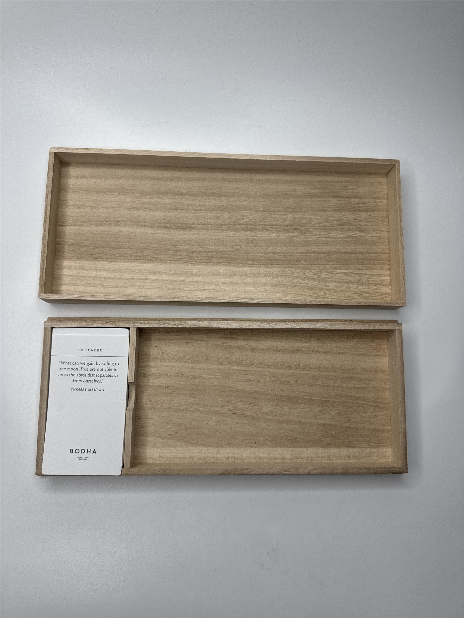 Wooden Bodha Incense Empty Box with Set of Daily Affirmation/Inspirational Cards