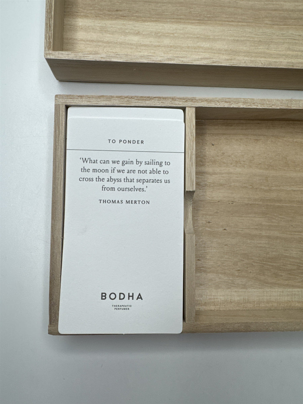 Wooden Bodha Incense Empty Box with Set of Daily Affirmation/Inspirational Cards