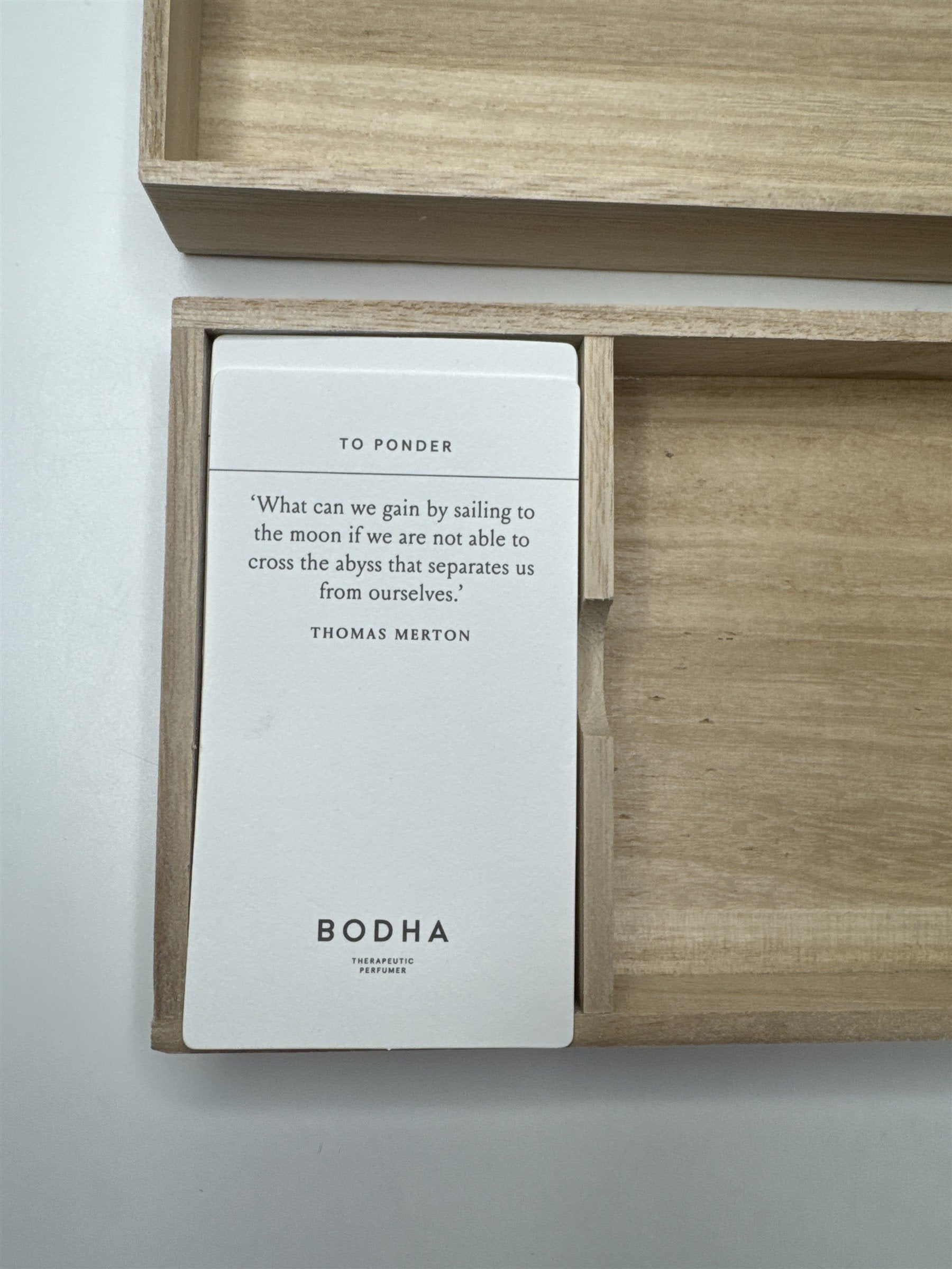 Wooden Bodha Incense Empty Box with Set of Daily Affirmation/Inspirational Cards