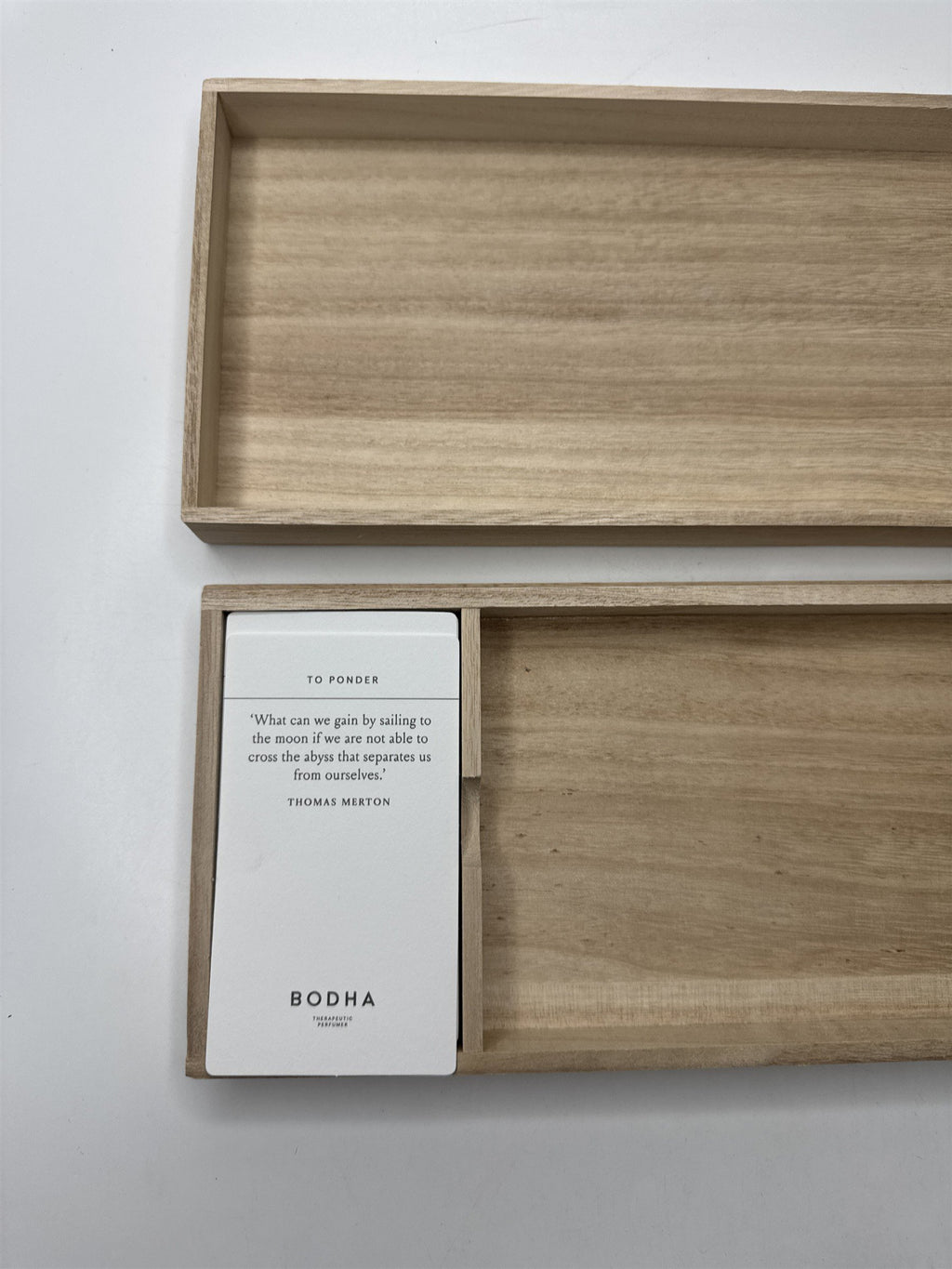 Wooden Bodha Incense Empty Box with Set of Daily Affirmation/Inspirational Cards
