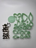 Lot of 46 Milton Small Piping Tips and Small Cookie Cutters Mint Green Color