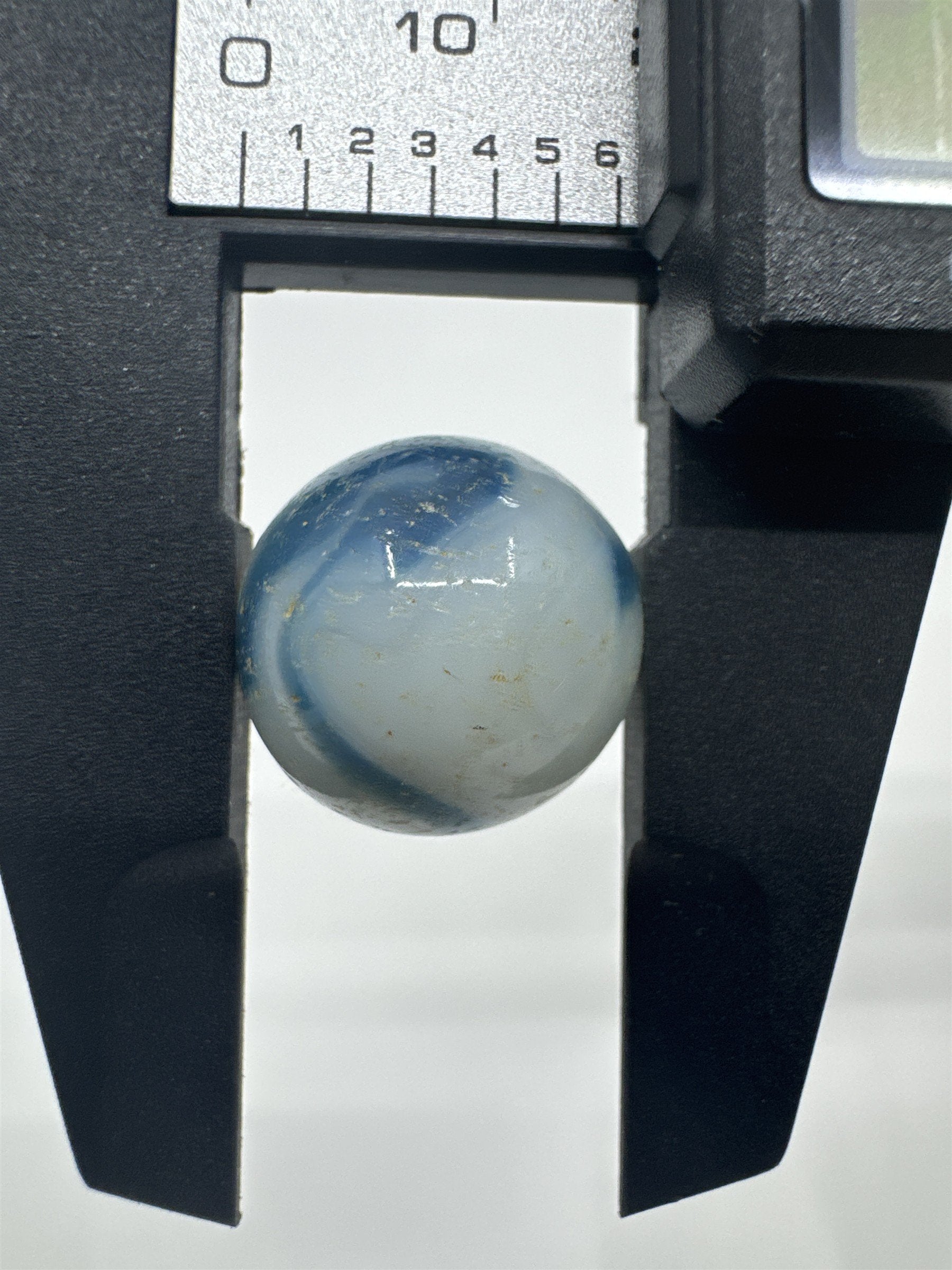 Vintage Agate Art Swirl Glass Marble 0.63"/15.9mm White/Blue Swirl Played Marble