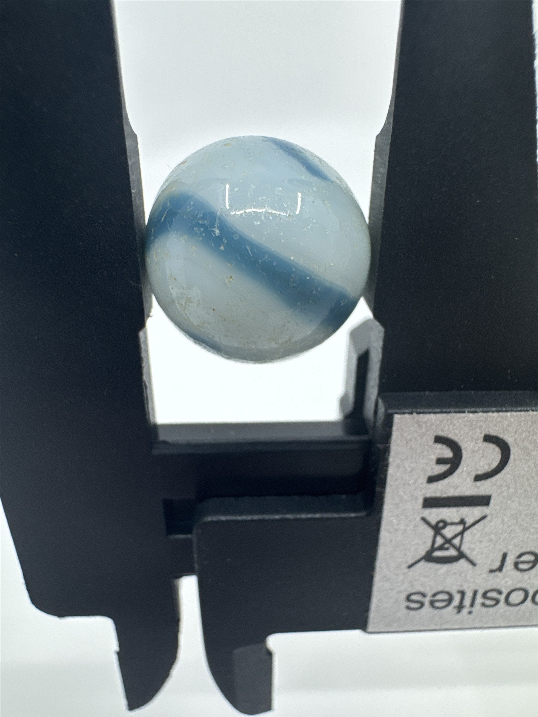 Vintage Agate Art Swirl Glass Marble 0.63"/15.9mm White/Blue Swirl Played Marble