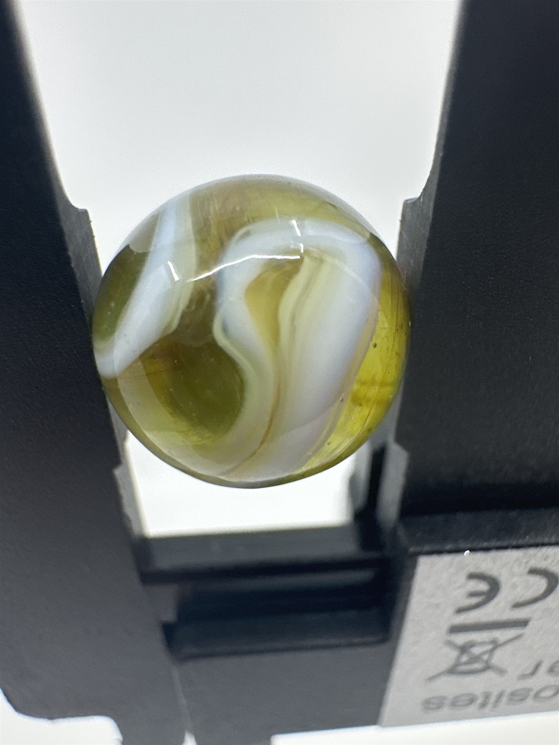 Vintage Art Swirl Glass Marble 0.56"/14.3mm Deep Yellow/White Swirl Marble