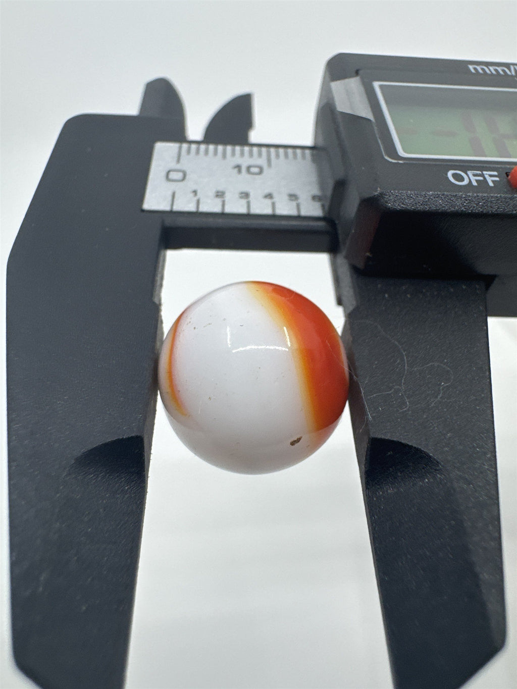 Vintage Art Swirl Glass Marble 0.61"/15.5mm White/Orange Swirl Played Marble