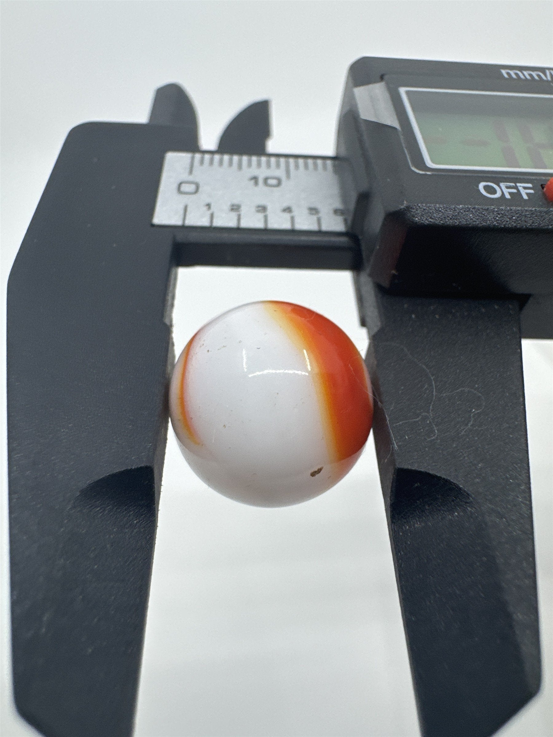 Vintage Art Swirl Glass Marble 0.61"/15.5mm White/Orange Swirl Played Marble