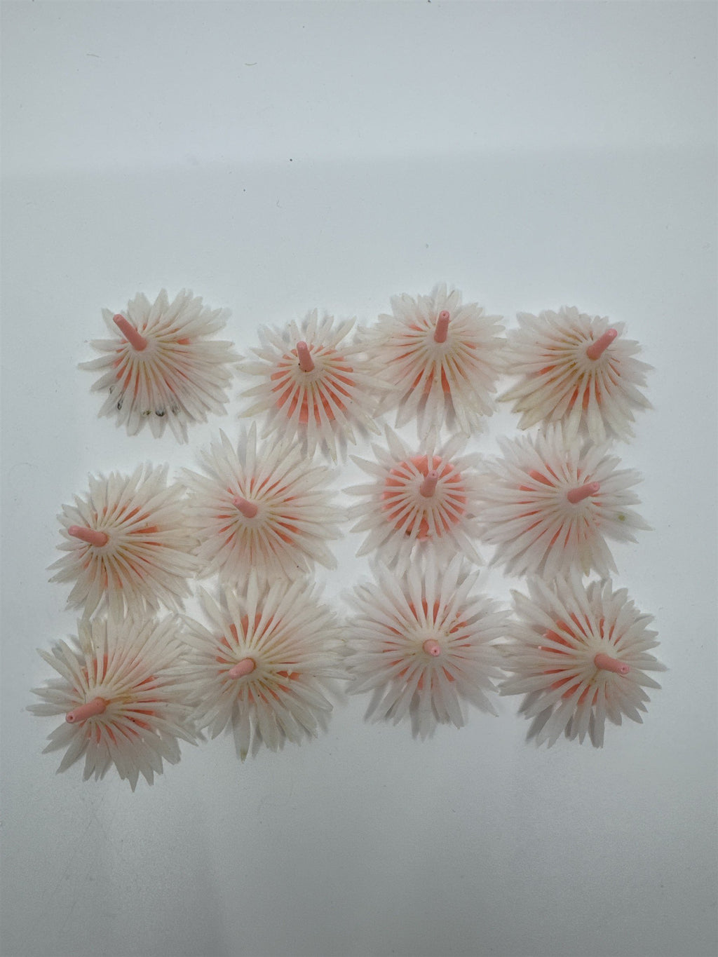 Set of Two Vintage 6 Piece Pink Flower Candle Holders By Capri For Cakes