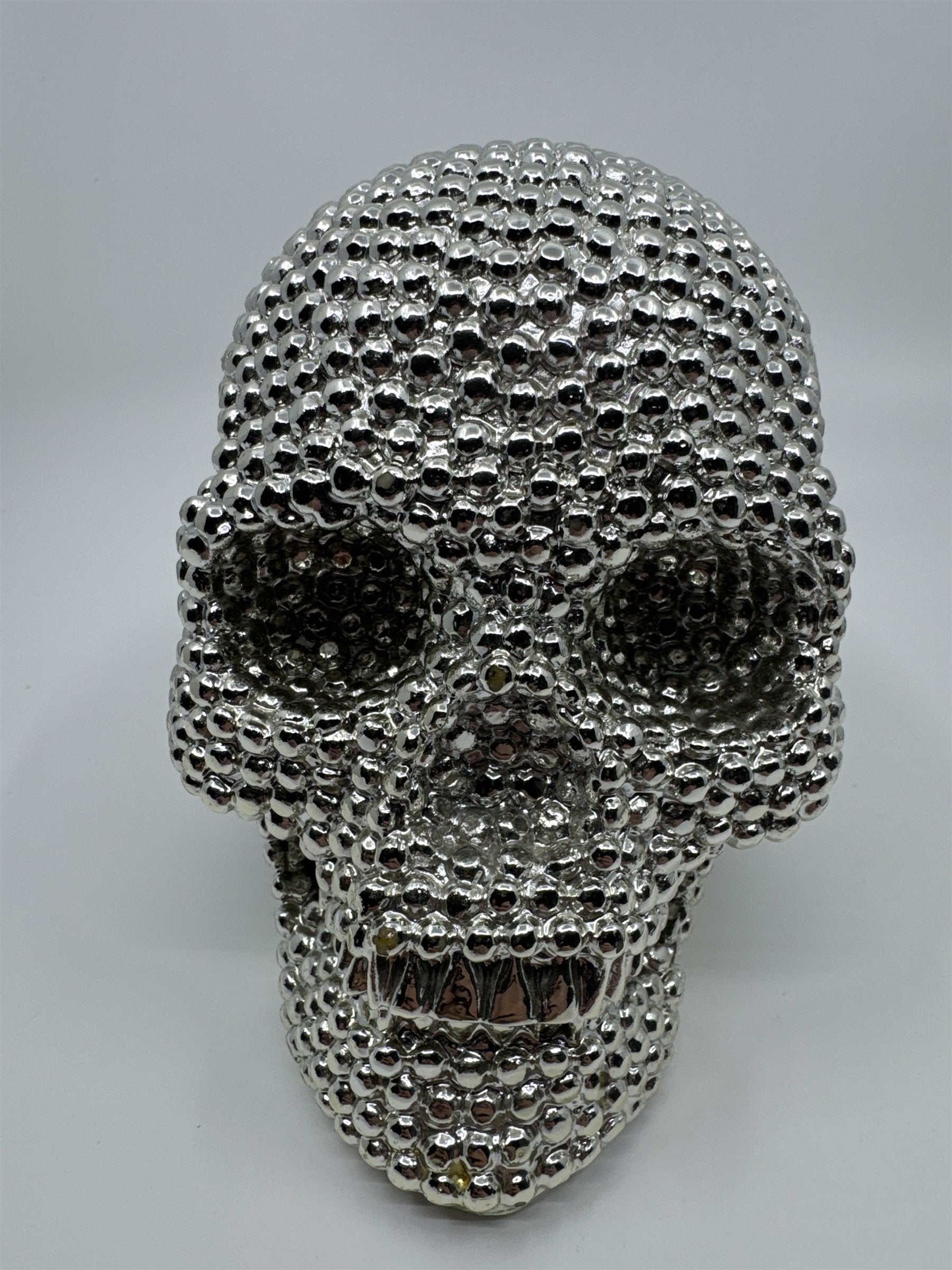 Vintage Silver Studded/Hobnail Decorative Skull Halloween Decor/Paperweight