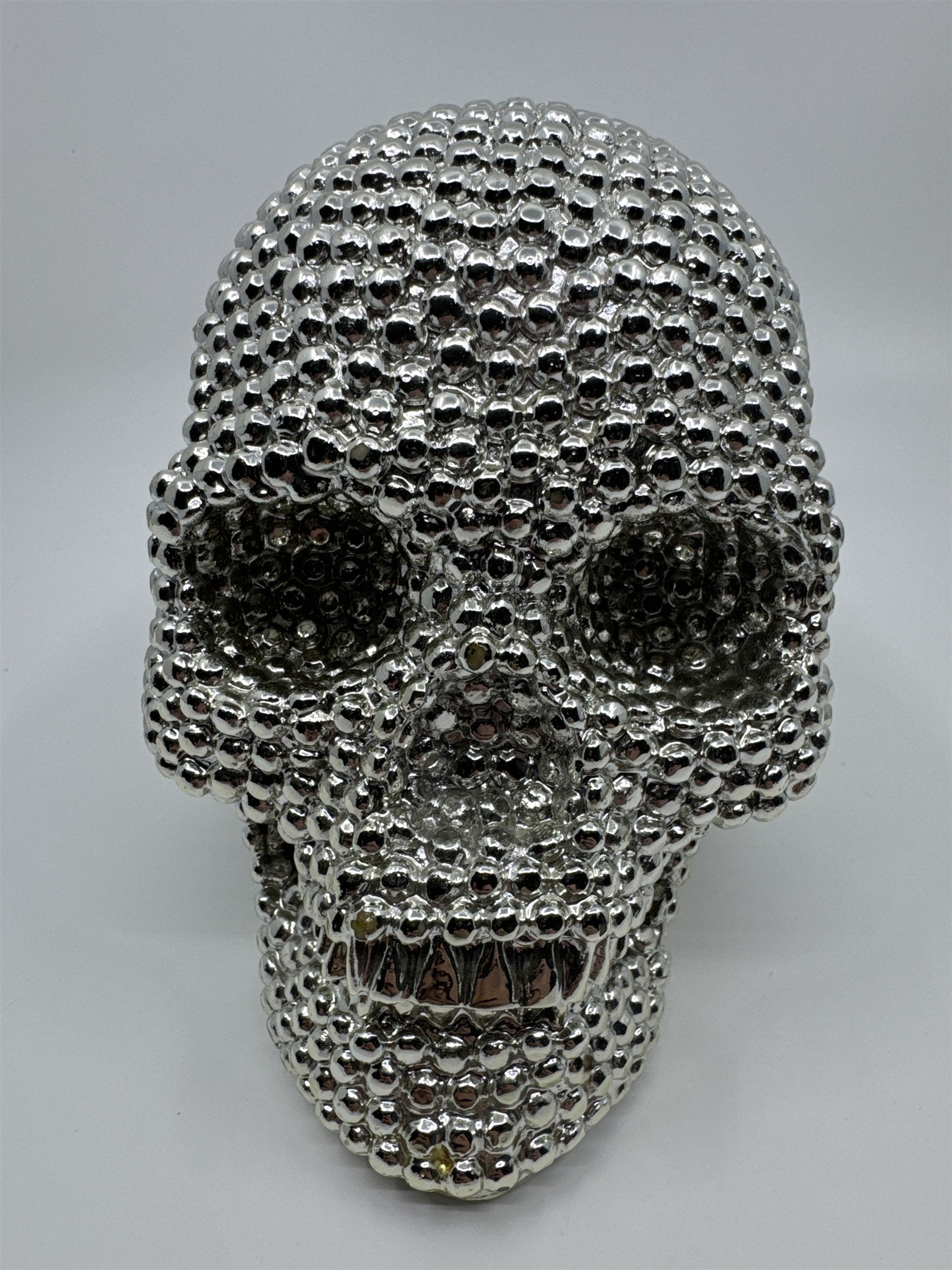 Vintage Silver Studded/Hobnail Decorative Skull Halloween Decor/Paperweight