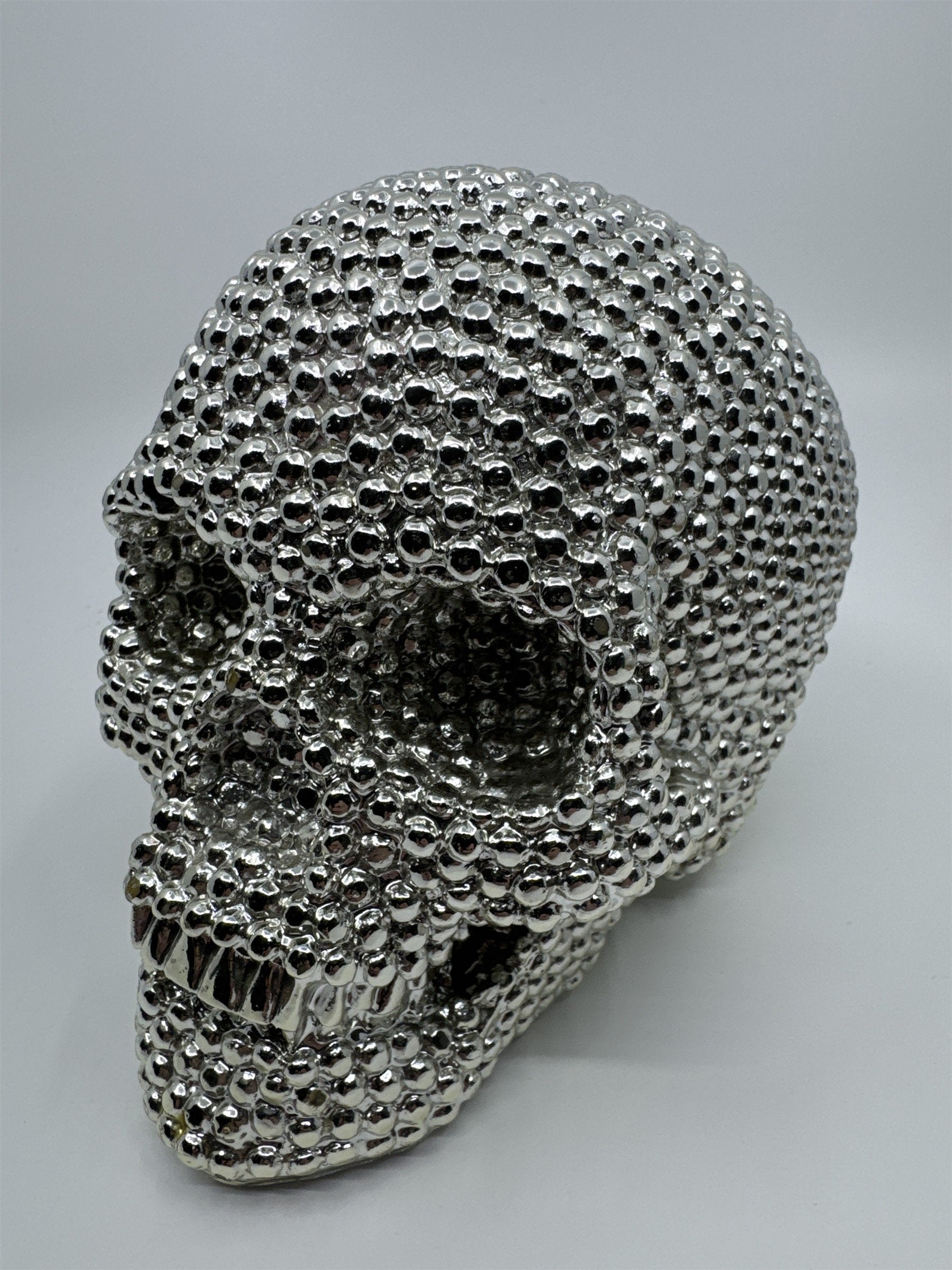 Vintage Silver Studded/Hobnail Decorative Skull Halloween Decor/Paperweight