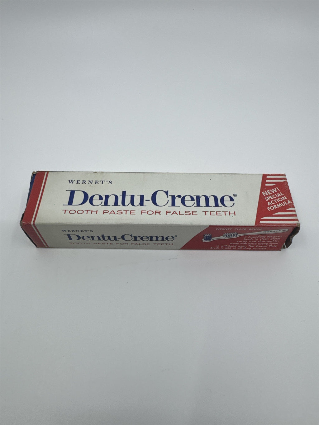 Vintage Dentu-Creme 2.6 Oz Toothpaste for False Teeth by Wernet's With Contents