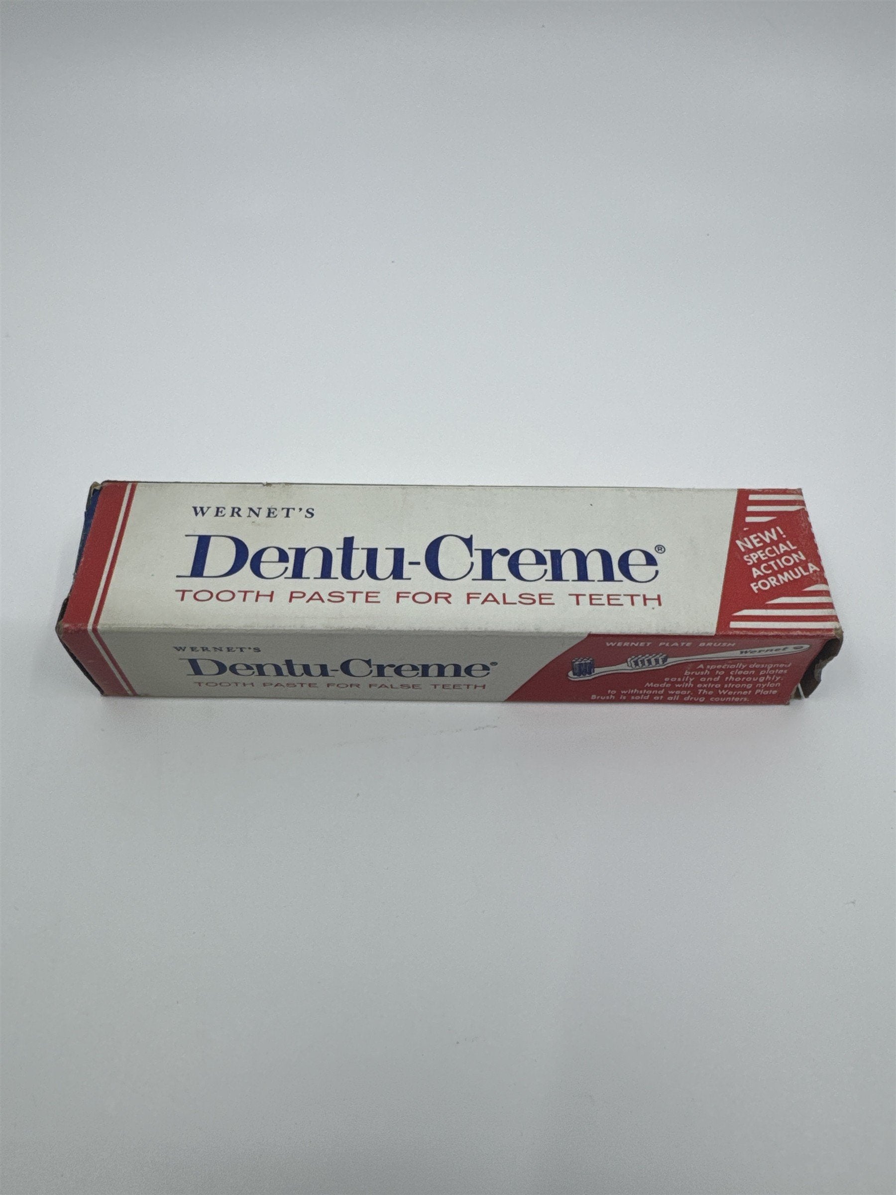 Vintage Dentu-Creme 2.6 Oz Toothpaste for False Teeth by Wernet's With Contents