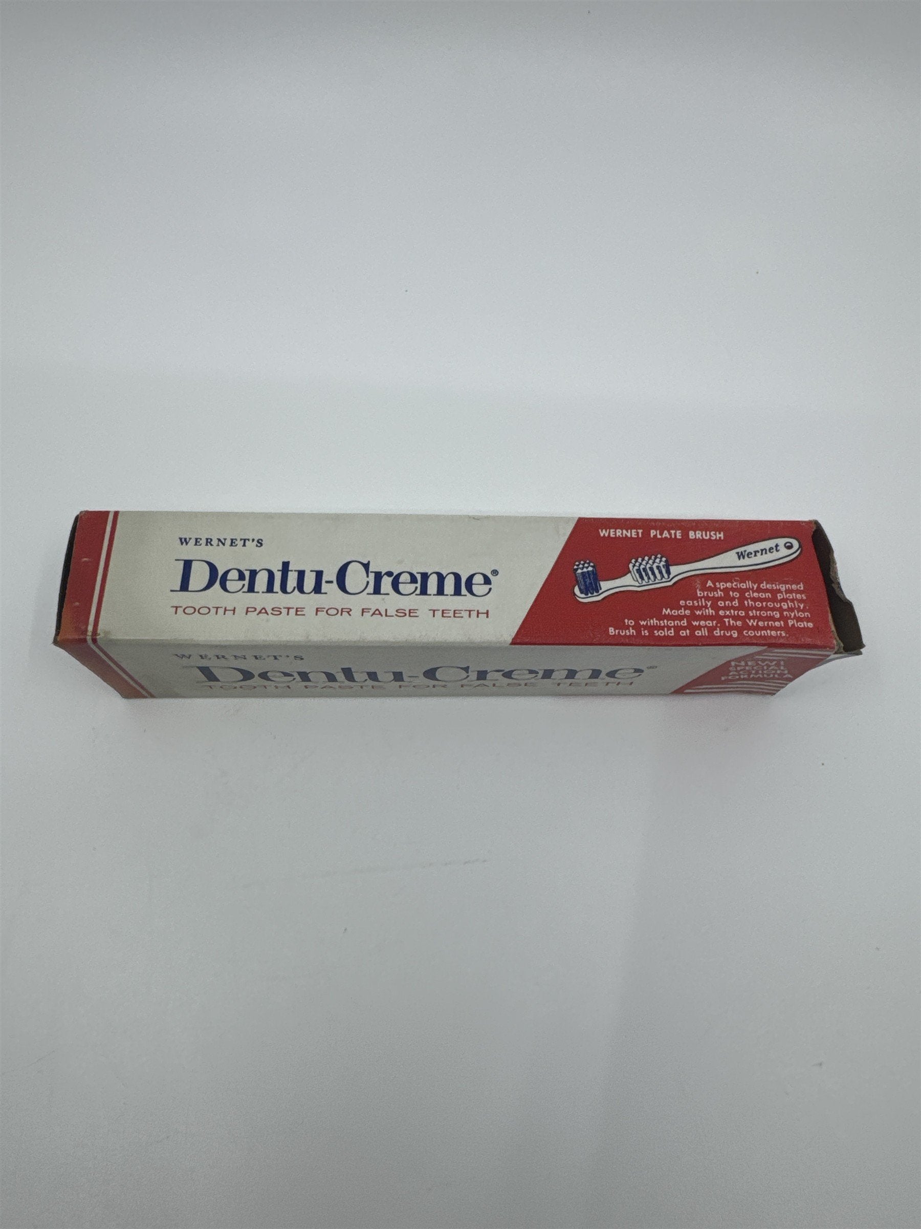 Vintage Dentu-Creme 2.6 Oz Toothpaste for False Teeth by Wernet's With Contents