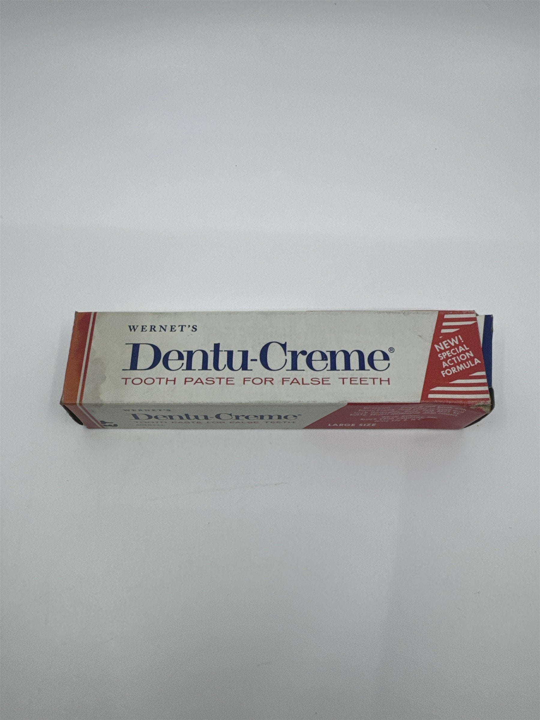 Vintage Dentu-Creme 2.6 Oz Toothpaste for False Teeth by Wernet's With Contents
