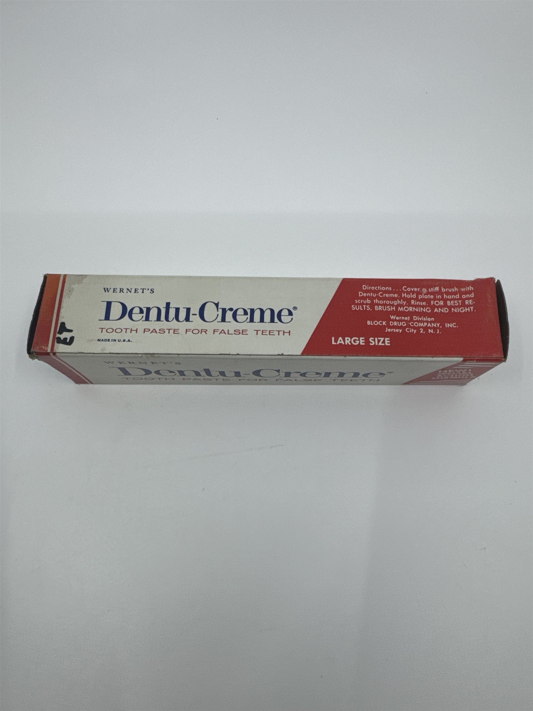 Vintage Dentu-Creme 2.6 Oz Toothpaste for False Teeth by Wernet's With Contents