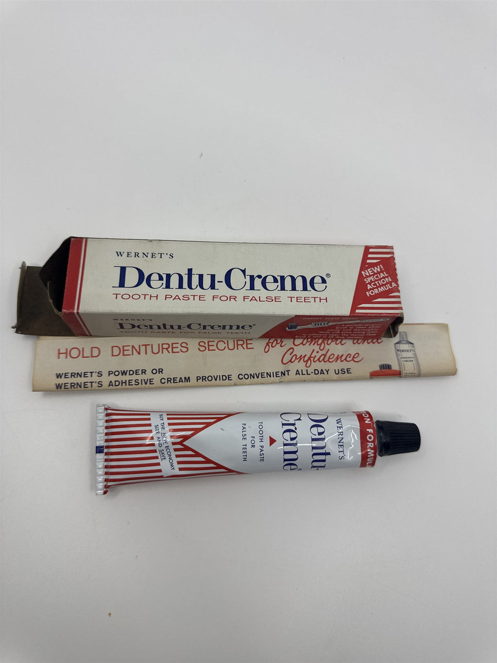 Vintage Dentu-Creme 2.6 Oz Toothpaste for False Teeth by Wernet's With Contents
