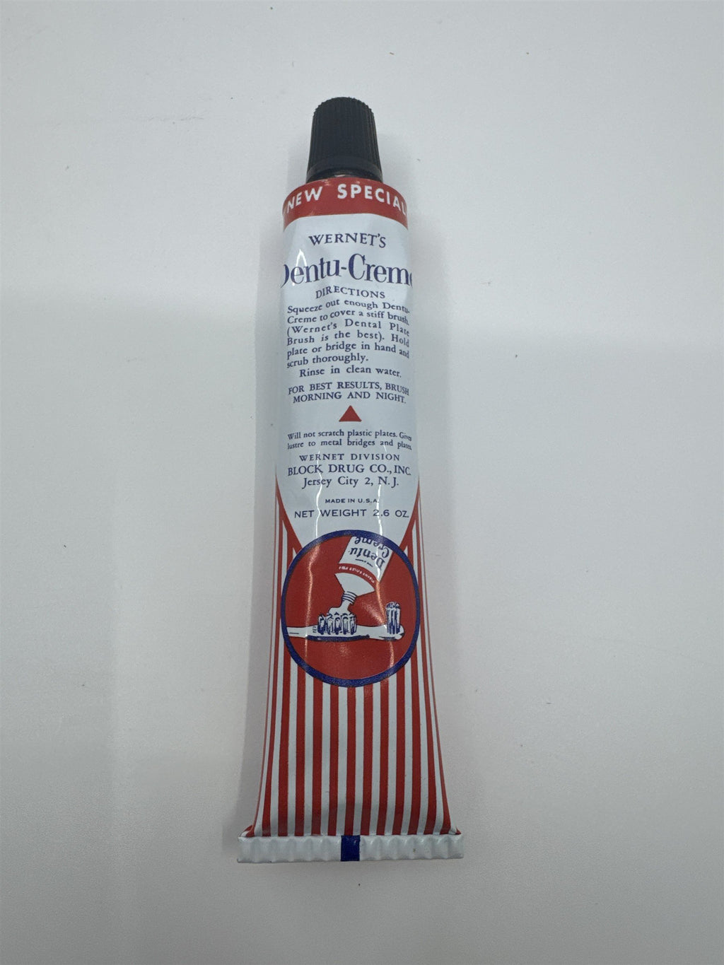 Vintage Dentu-Creme 2.6 Oz Toothpaste for False Teeth by Wernet's With Contents