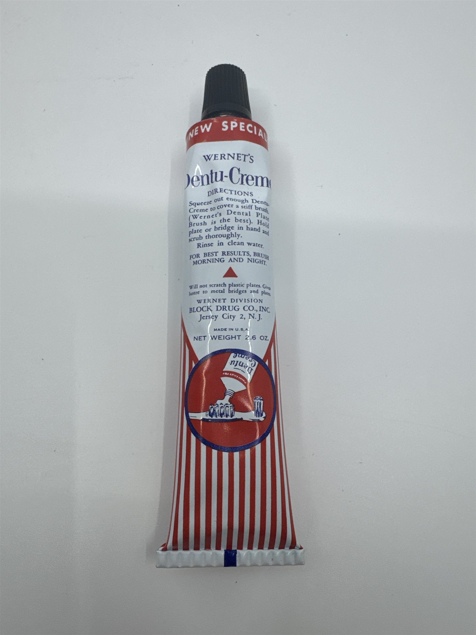 Vintage Dentu-Creme 2.6 Oz Toothpaste for False Teeth by Wernet's With Contents