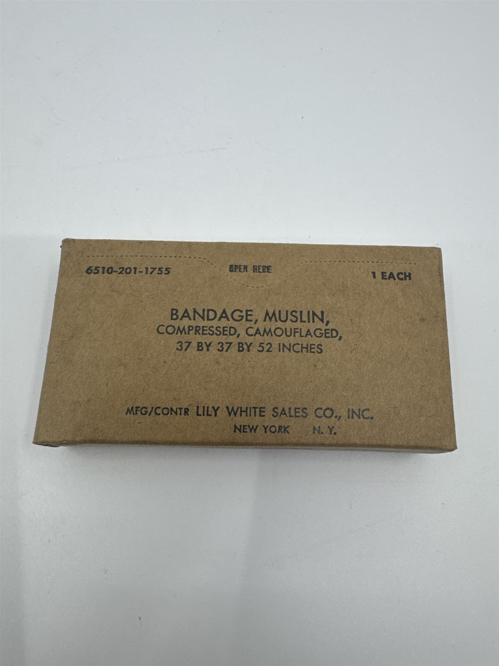 Vintage Lily White Sales Co. Bandage Muslin Compressed Bandage/Dressing In Box