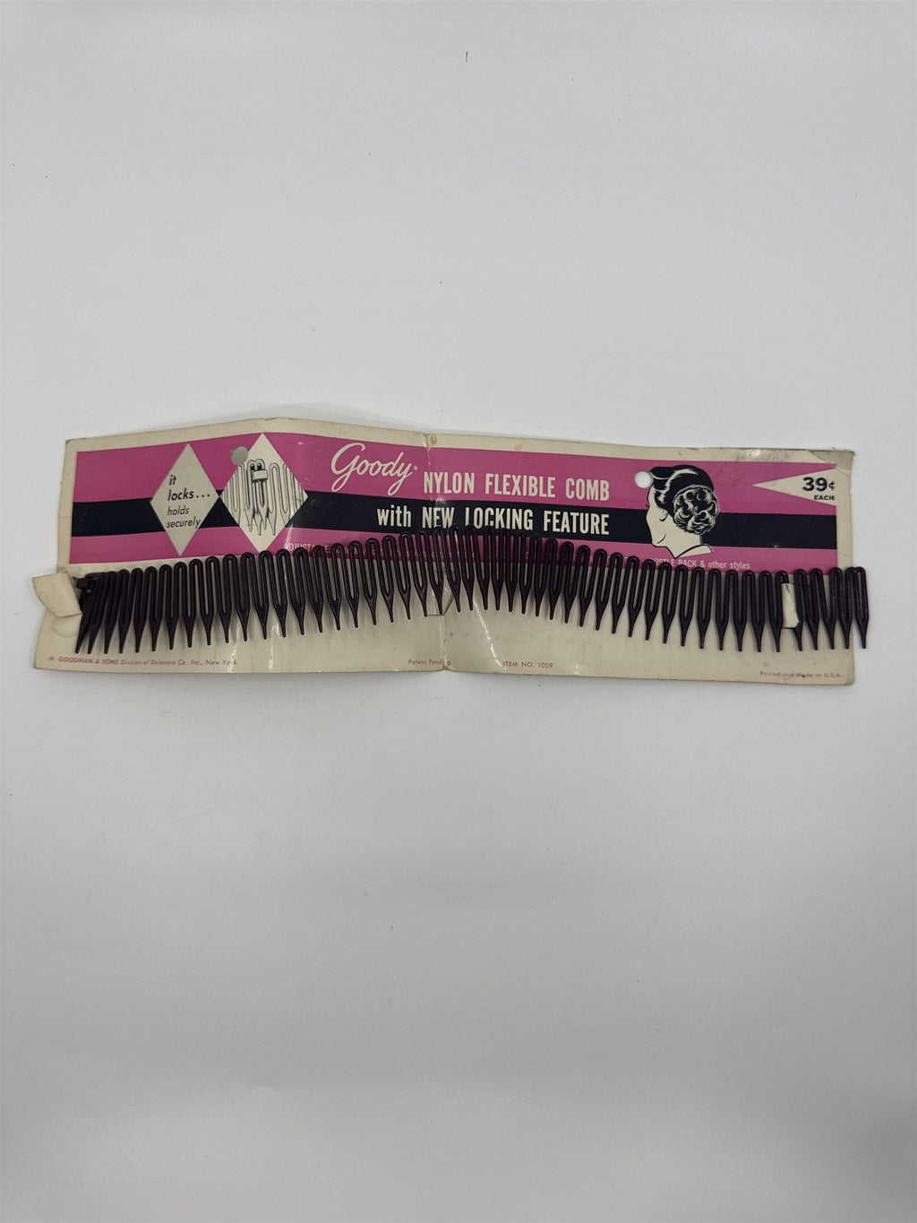 Vintage Goody Nylon Flexible Comb With Locking Feature for Chignon/Ponytails