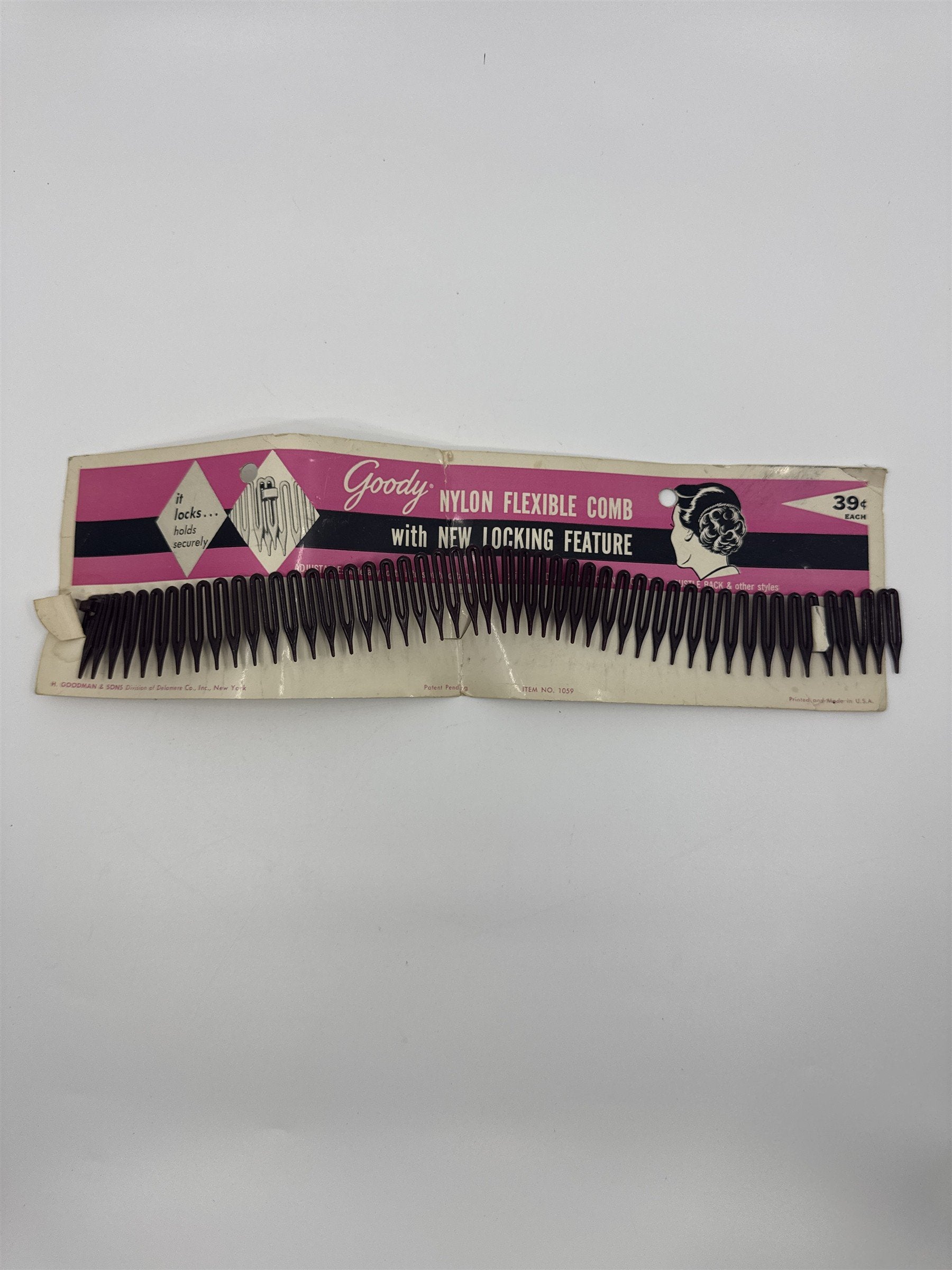 Vintage Goody Nylon Flexible Comb With Locking Feature for Chignon/Ponytails