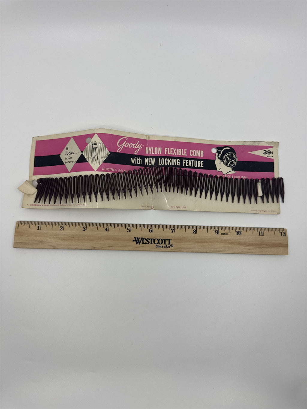 Vintage Goody Nylon Flexible Comb With Locking Feature for Chignon/Ponytails