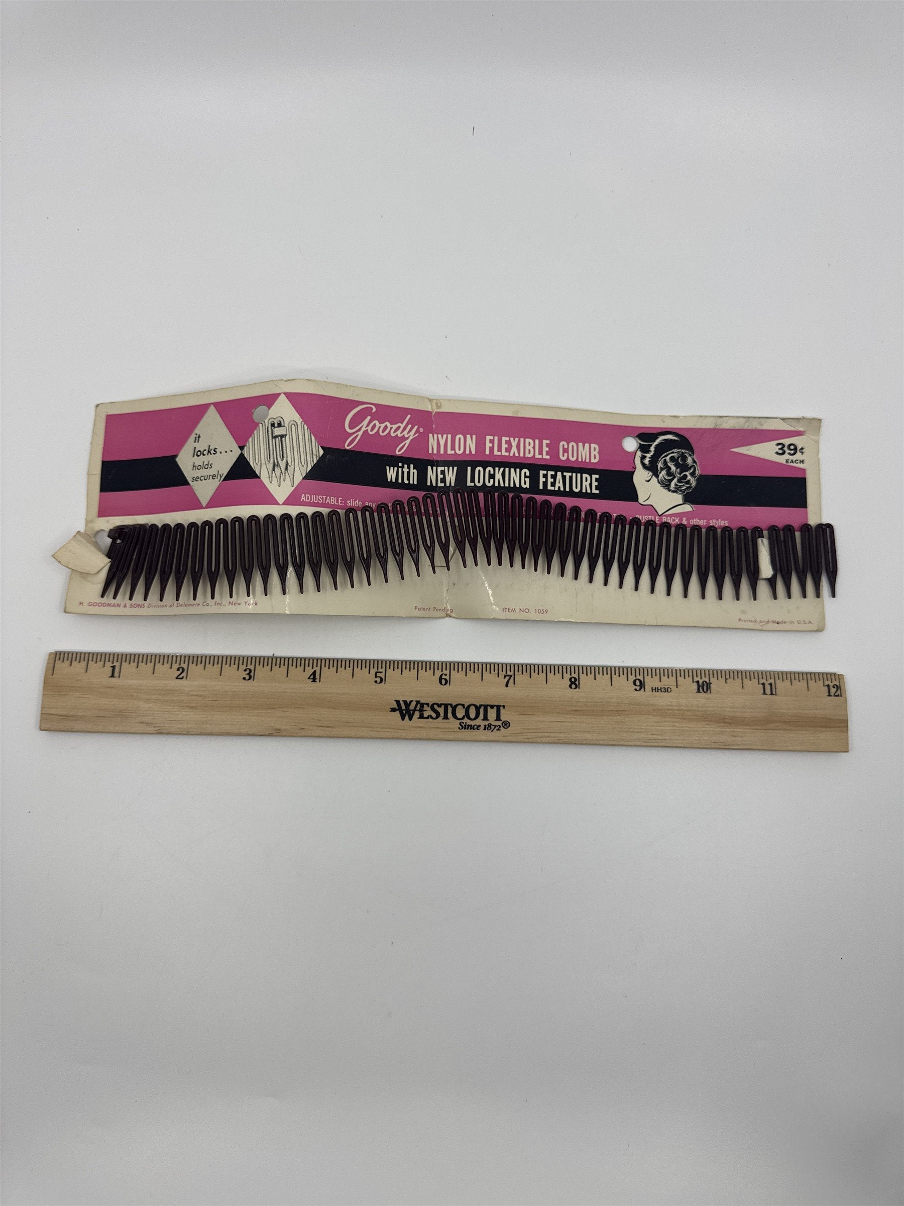 Vintage Goody Nylon Flexible Comb With Locking Feature for Chignon/Ponytails