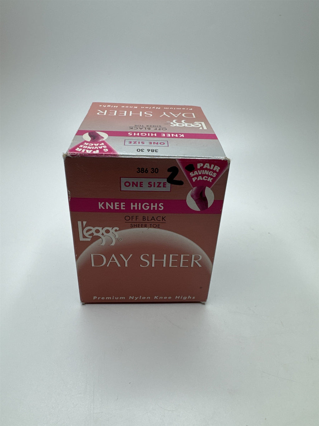 2pk L'eggs Knee Highs Off Black Sheer Toe Day Sheer Premium Nylon Knee Highs