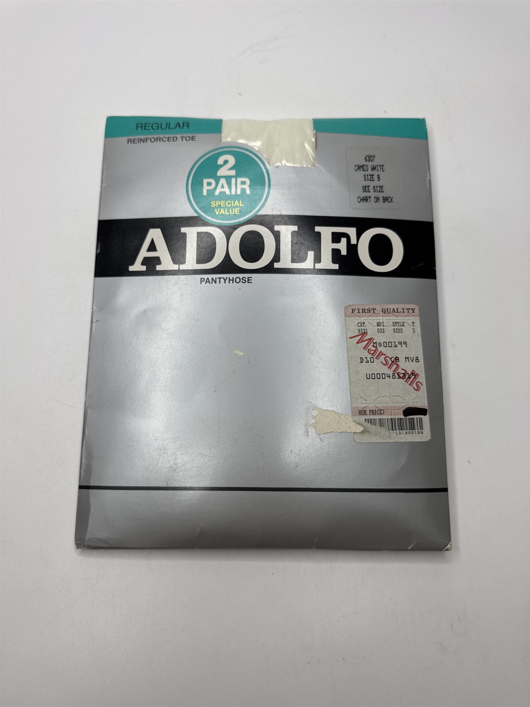 Adolfo Regular Reinforced Toe 2k Cameo White Size B 6307 Pantyhose