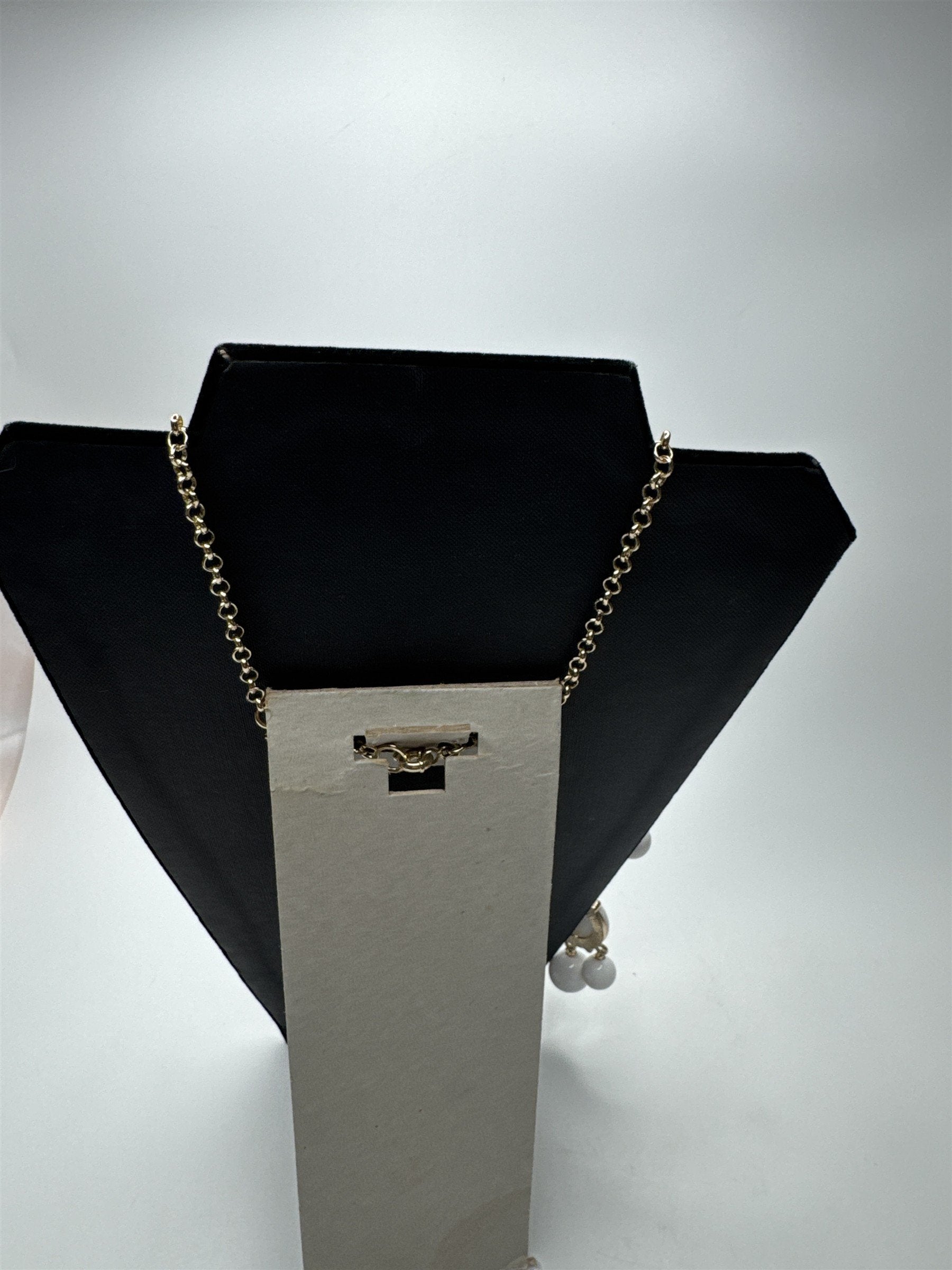 J. Crew Huge White Beaded Statement Chunky Modernist Necklace Gold Tone