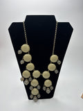 J. Crew Huge Beige Beaded Statement Chunky Modernist Necklace Gold Tone